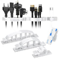 XHF 30pcs Adhesive Cable Wire Clips Kit White, Outdoor Cable Management Wire Organizer Cord Holder for Under Desk, Car, Wall, TV PC Ethernet Cable