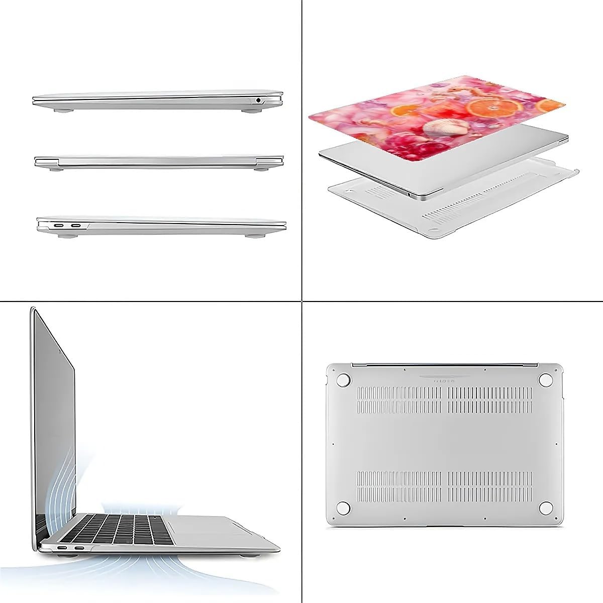 Compatible with MacBook Air 13.3 13.6 Inch Case 2022 2021 2020 2019 Plastic Hard Shell Case Cover,13.6 Air (A2681) M2 2022, Pink Floral with Sea Shells