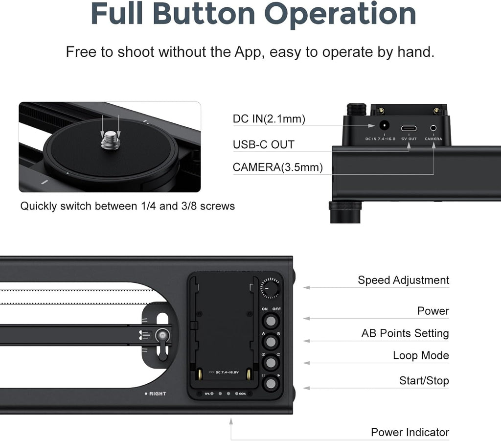 Accsoon Toprig S60 Motorized Camera Slider App Wireless Control Carbon Fiber Dolly Rail Slider Support IME Lapse Photography