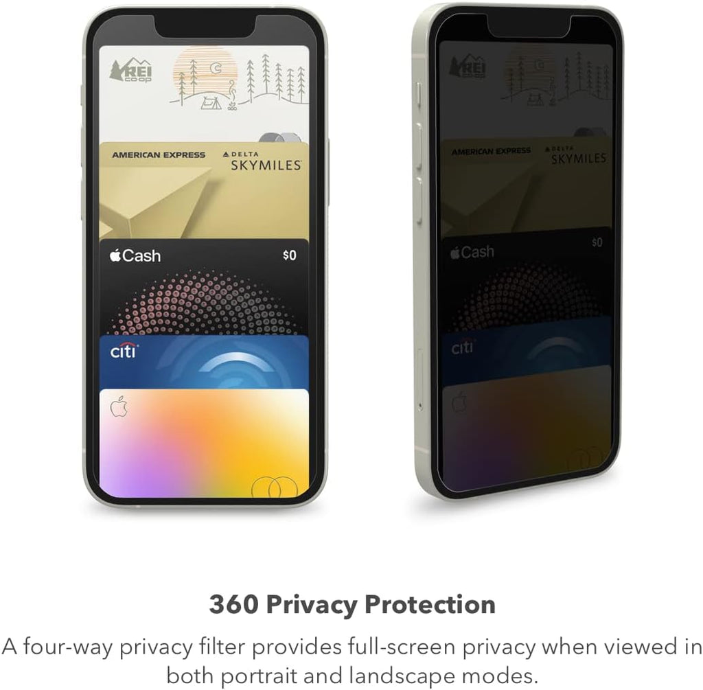 ZAGG InvisibleShield Glass Elite Privacy 360 Screen Protector for Apple iPhone 14 Pro - Four-Way Privacy Filter, 5X Stronger, EZ Apply Install