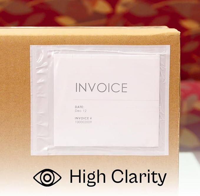 4.5" x 5.5" Clear Packing List Back Side Loading Plain Face Envelopes Pouches - Image 6