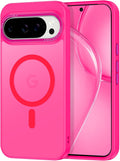 Magnetic for Google Pixel 9 Pro XL Case, [Military Grade Drop Protection] [Compatible with MagSafe] Shockproof Slim Translucent Matte Anti-Slip for Women Girls Men Case, Hot Pink