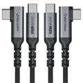USB C to USB C Cable 100W,[2-Pack 6.6ft Right Angle] USB 3.1 Fast Charging Cord 90 Degree 20V/5A Type C PD Cable Compatible for iPhone 15/15 Plus/15 Pro/15 Pro Max/MacBook Pro 2022