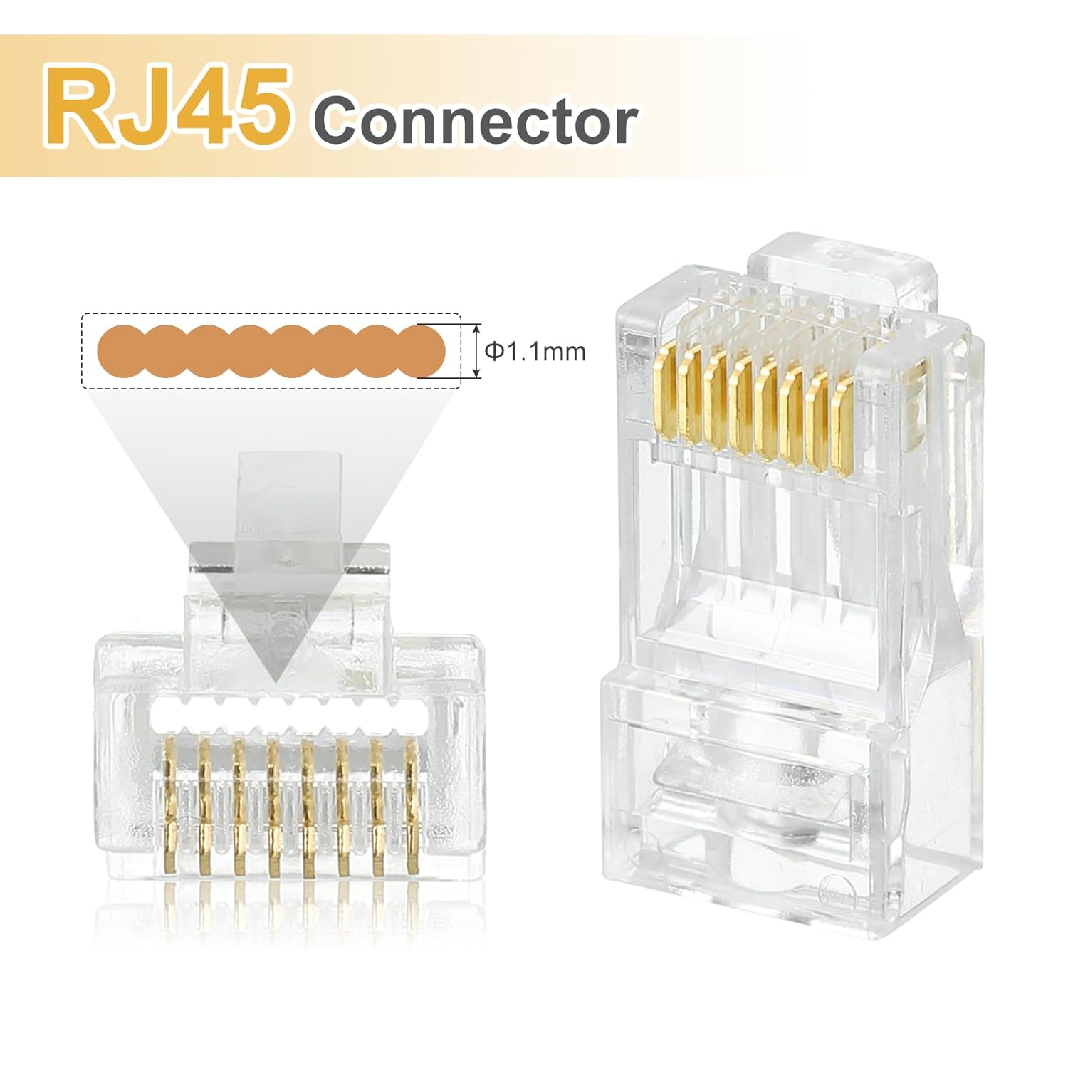 MECCANIXITY 30pcs Cat6 RJ45 Pass Through Connectors, RJ45 Connector 8P8C Gold Plated Plugs with 30pcs Green Strain Relief Boots for Solid or Stranded UTP Ethernet Cable, 1.1mm