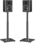 MOUNTUP Universal Speaker Stands Pair 28.3" to 37.4" Height Adjustable Floor Speaker Stands, Holds Bookshelf & Satellite Speaker Large Speaker, Up to 22LBS Cable Concealing 9.8" Plate Black MU9132-L