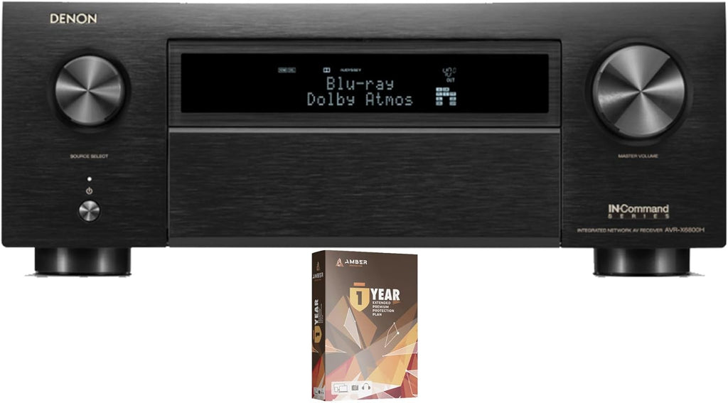 Denon AVR-X6800H 11.4 Channel 8K Receiver with 3D Audio and Dolby Atmos with a 1 Year Amber Protection Extension (2023), Black