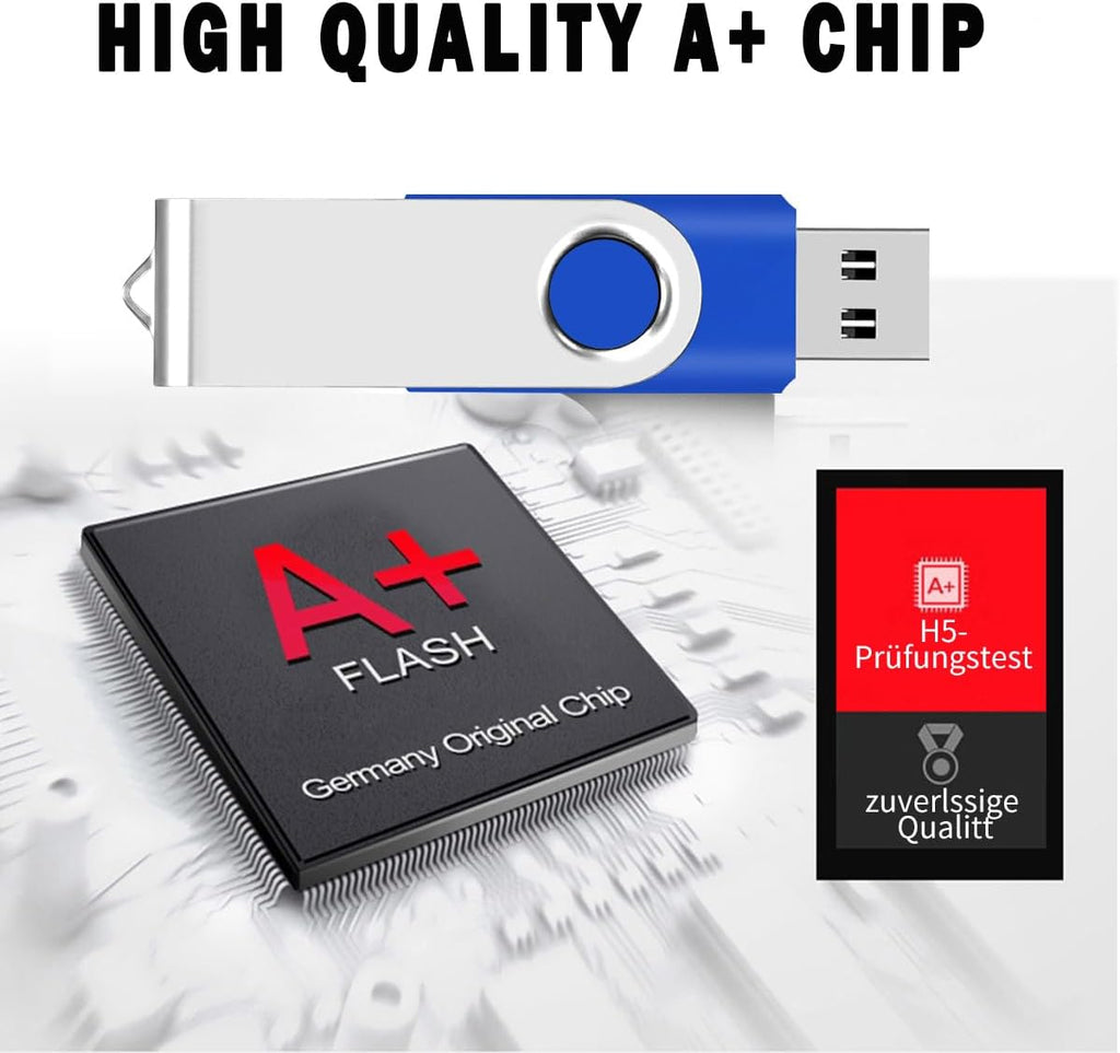 20PCS 4GB Bulk Flash Drives EASTBULL USB 2.0 Metal 4GB Flash Drive Bulk Thumb Drive Pack Swivel USB Drives Pack (Blue 20Pack)