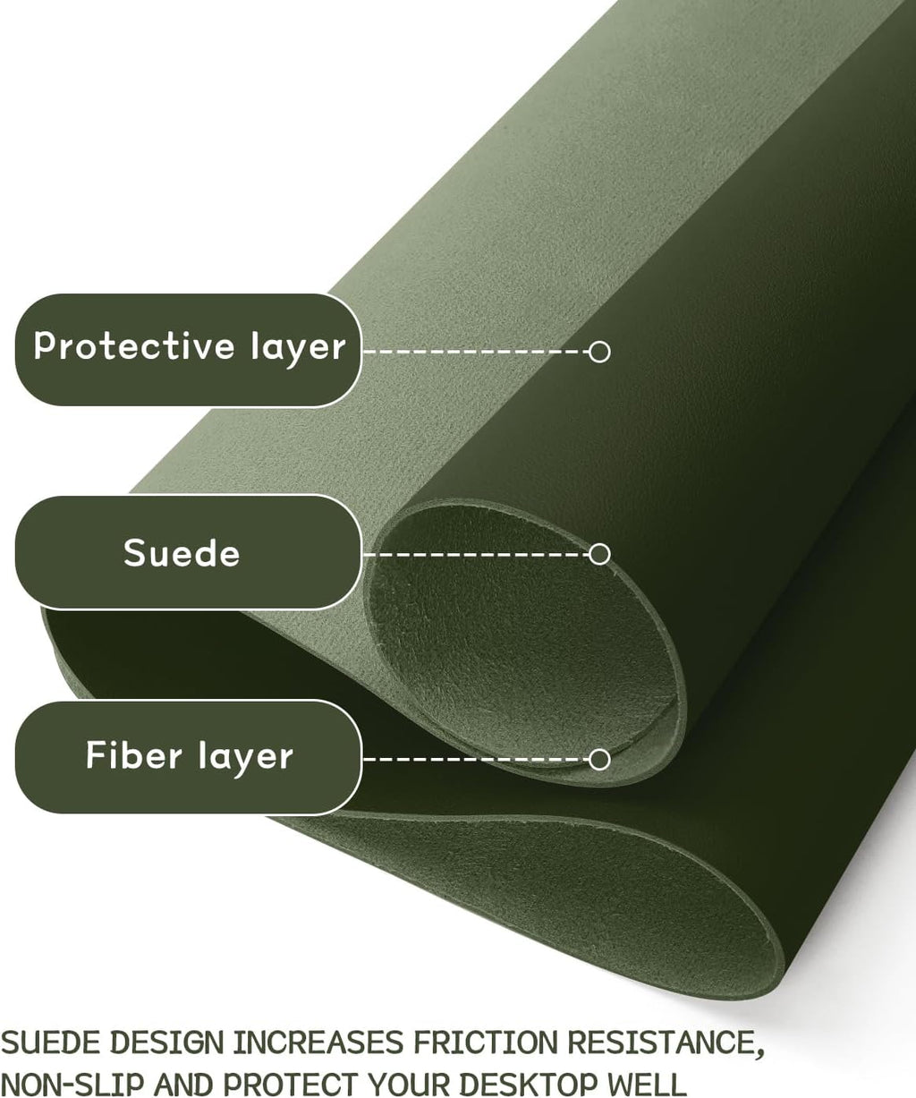 YSAGi Non-Slip Leather Desk Pad, Waterproof Laptop Computer Desk Keyboard Mat, Table Protector Blotter Mat, Large Mouse Pad for Office/Work/Home/Decor(Olive Green, 23.6" x 13.7")