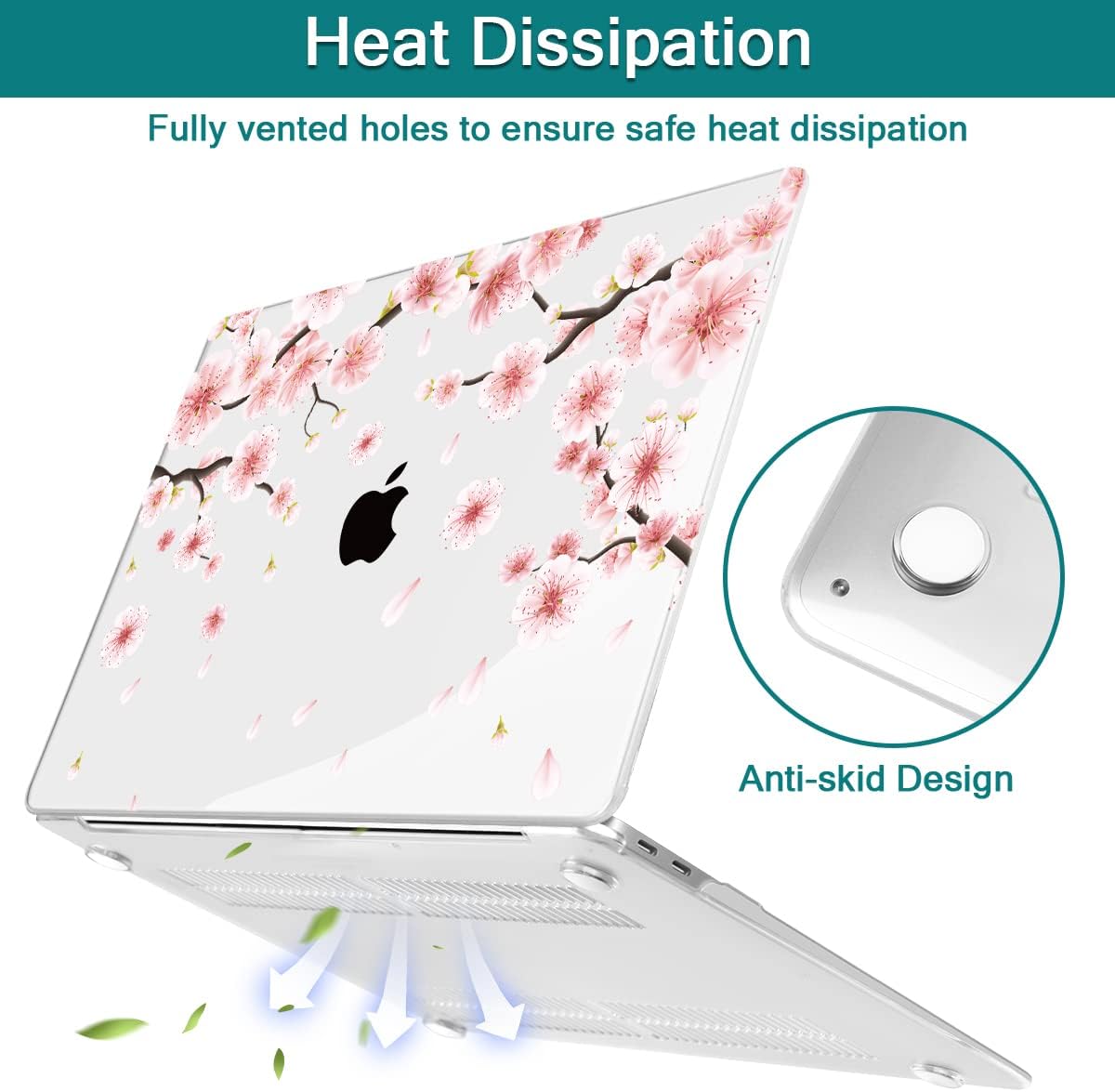 Teryeefi MacBook Pro 13 Case 2022 2021 2020-2016 Model M2 M1 A2338 A2289 A2251 A2159 A1989 A1706 with Touch Bar Touch ID, Plastic Hard Cover Shell + Keyboard Skin Screen Protector, Cherry Blossoms