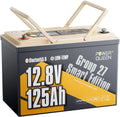 Power Queen 12V 125Ah Group 27 Bluetooth LiFePO4 Battery,1600Wh Energy Lithium Battery with Low-Temp Protection Max. 15000 Cycles for RV, Solar System, Trolling Motor