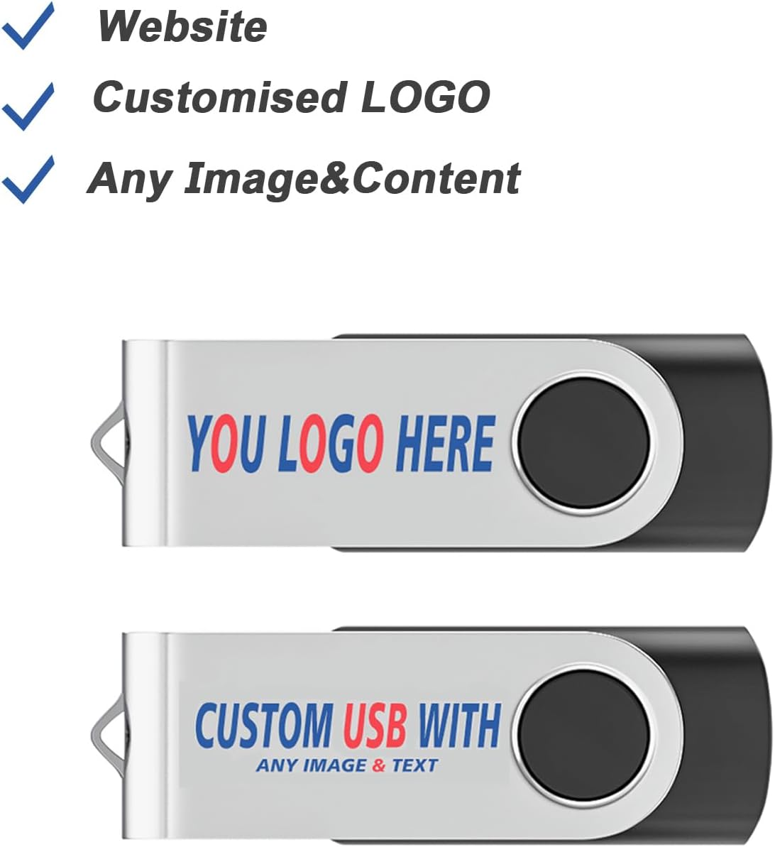 Personalized Flash Drives 512MB, Wooolken Customizable USB 2.0 Thumb Drives 10/20/50/100 Pack, Logo Memory Stick Custom Flash Drive Engraved Logo (Mixcolors)