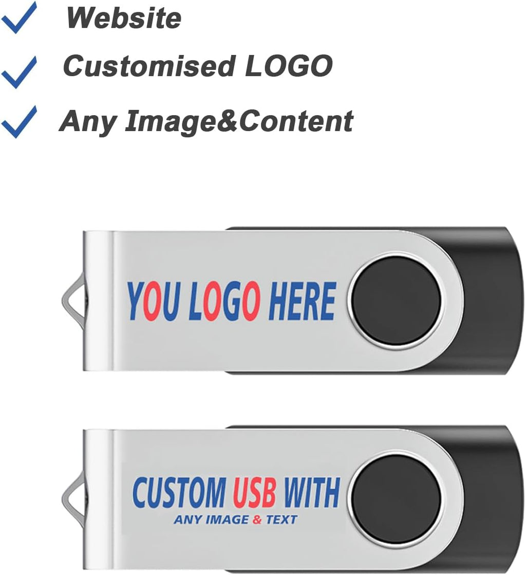 Personalized Flash Drives 256MB, Wooolken Customizable USB 2.0 Thumb Drives 10/20/50/100 Pack, Logo Memory Stick Custom Flash Drive Engraved Logo (Mixcolors)