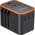 Universal Travel Adapter, VINTAR 35.5W International Power Adapter with 3 USB A QC and 2 USB C PD, All in One Plug Adapter Worldwide Travel Essentials for EU/UK/USA/AUS(Type C/G/A/I), Orange