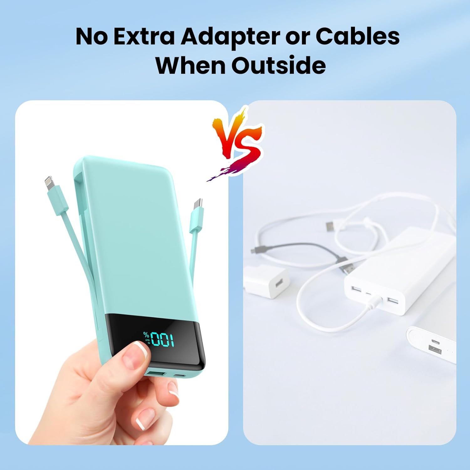 Portable Charger for iPhone with Built in Cables and Wall Plug,Upgraded 13800mAh Fast Charging USB C Power Bank,4 Outputs Travel Essential Battery Pack Compatible with iPhone 15/14/13/12,Samsung-Green
