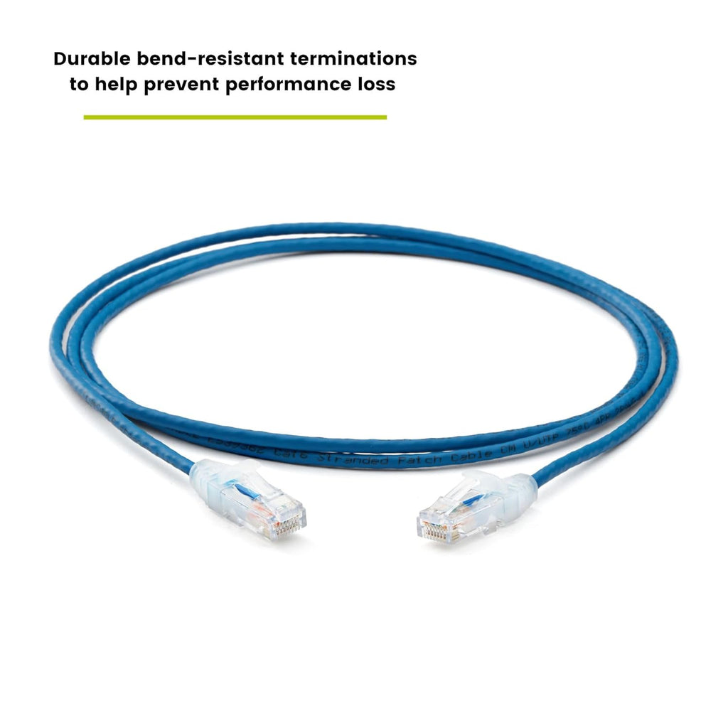 TRUECABLE Cat6 Component Rated Patch Cable, Unshielded (U/UTP), 5ft, Blue, 28AWG Solid Copper, Snagless 10G High-Speed Ethernet Cable, PoE++ 4PPoE 100W, UL Listed, RoHS-3, 5 Pack