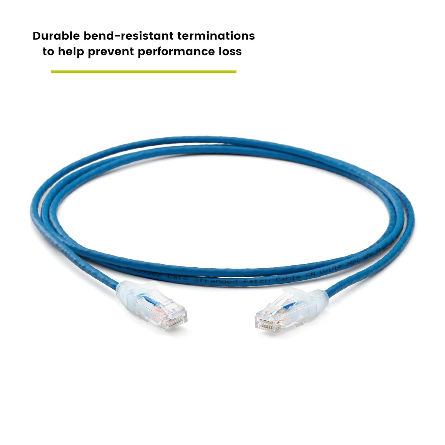 TRUECABLE Cat6 Component Rated Patch Cable, Unshielded (U/UTP), 7ft, Blue, 28AWG Solid Copper, Snagless 10G High-Speed Ethernet Cable, PoE++ 4PPoE 100W, UL Listed, RoHS-3, 5 Pack