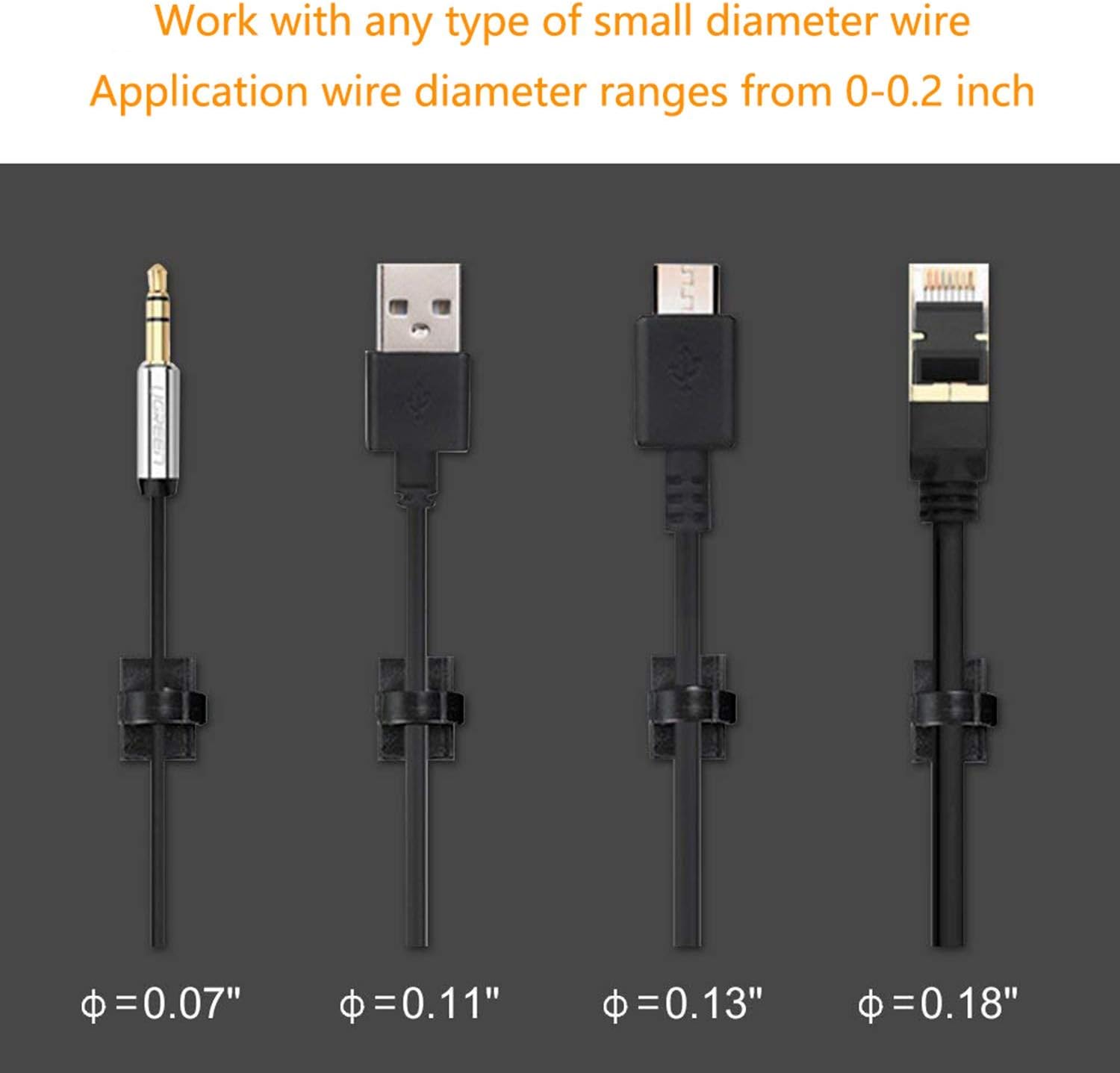 Adhesive Clips Strong Wire Holders 100 Pack Self-Adhesive Wire Clip Cable Cord Desk Management for Office Home and Car