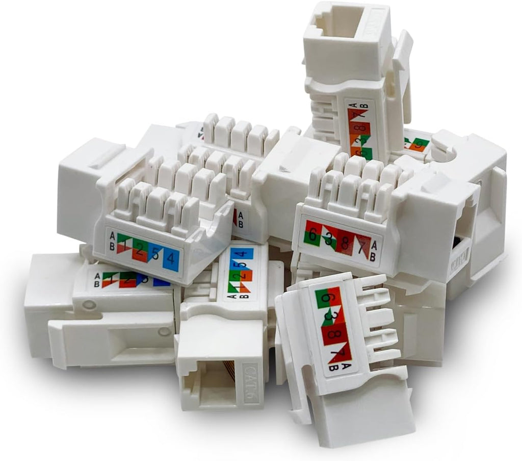 (10-Pack) [UL Listed] - Ethernet Wall Jack - Keystone Jack - Cat5/5e/6 Compatible - Cat6 Network Coupler