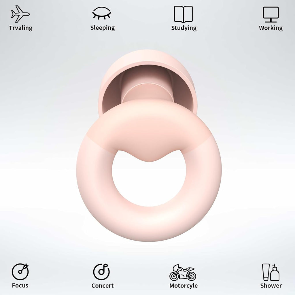 Soft Silicone Earplugs for Sleeping & Noise Reduction - 7 Pairs Ear Tips & One Connection Cord - Reusable Earplugs for Concert, Work & Sound Reduction 25dB-30db