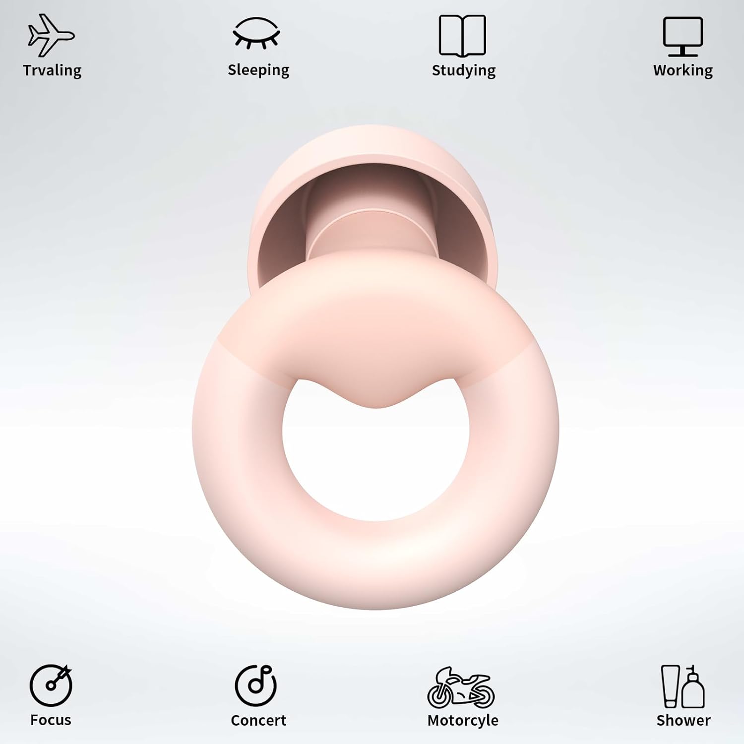 Soft Silicone Earplugs for Sleeping & Noise Reduction - 7 Pairs Ear Tips & One Connection Cord - Reusable Earplugs for Concert, Work & Sound Reduction 25dB-30db