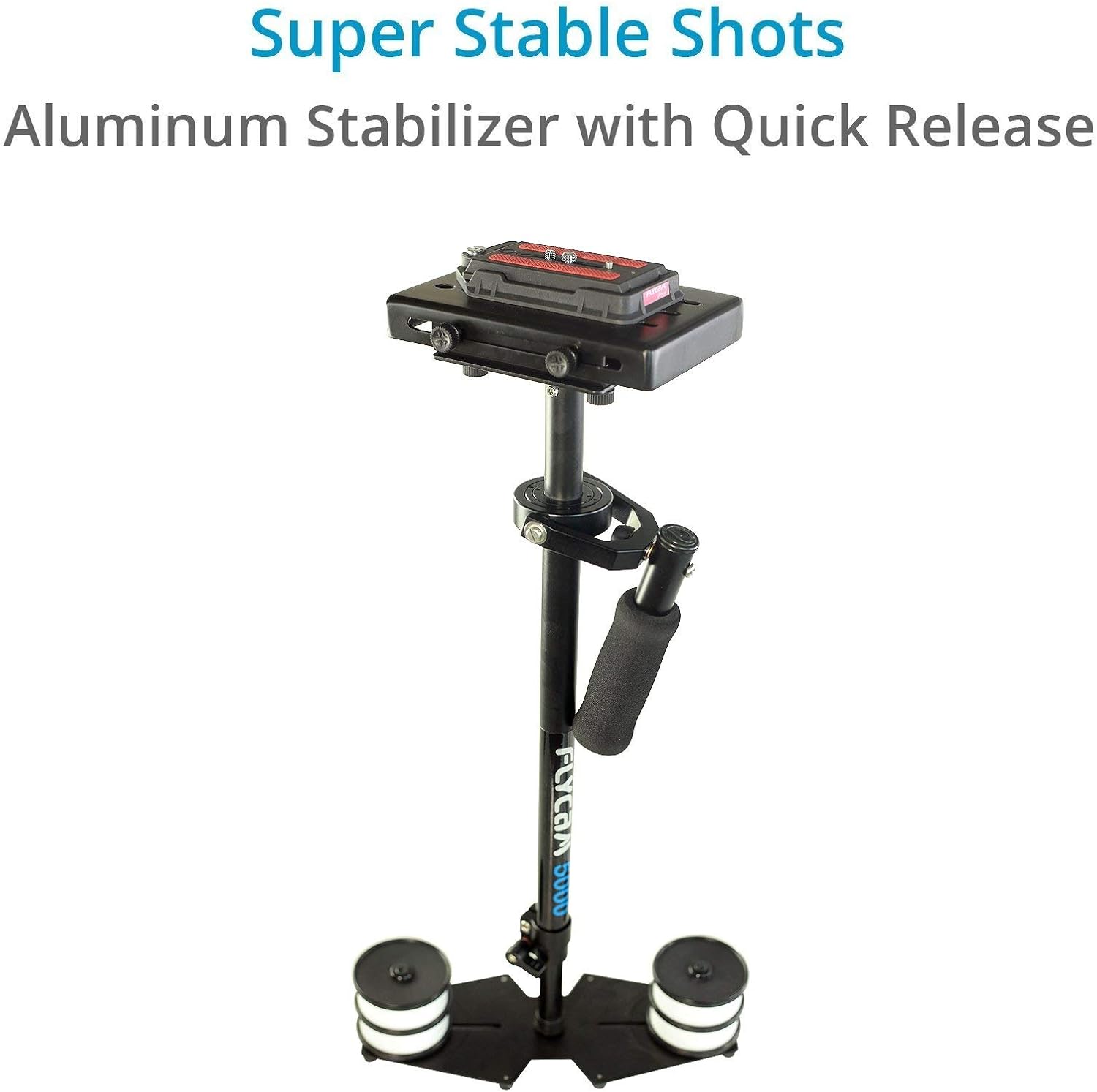 Flycam 5000 Handheld Camera Stabilizer with Comfort Arm Vest. Precise Balancing, Smooth & Fatigueless Operations. Quick Shock Absorption, Free Quick Release, Arm Brace & Table Clamp (FLCM-CMFT-KIT)