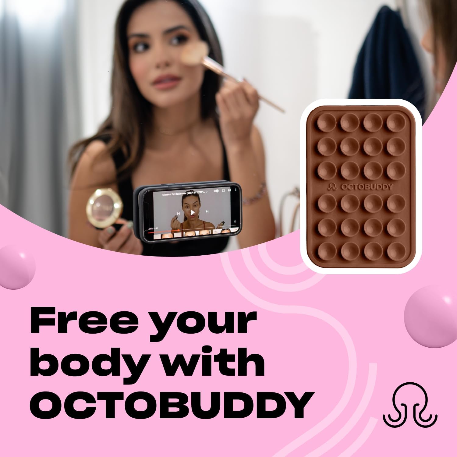 Classic MAX - Silicone Suction Phone Case Adhesive Mount - Hands-Free, Strong Grip Holder for Selfies and Videos - iPhone and Android Compatible - 2.6″ x 3.9″, Hot Cocoa