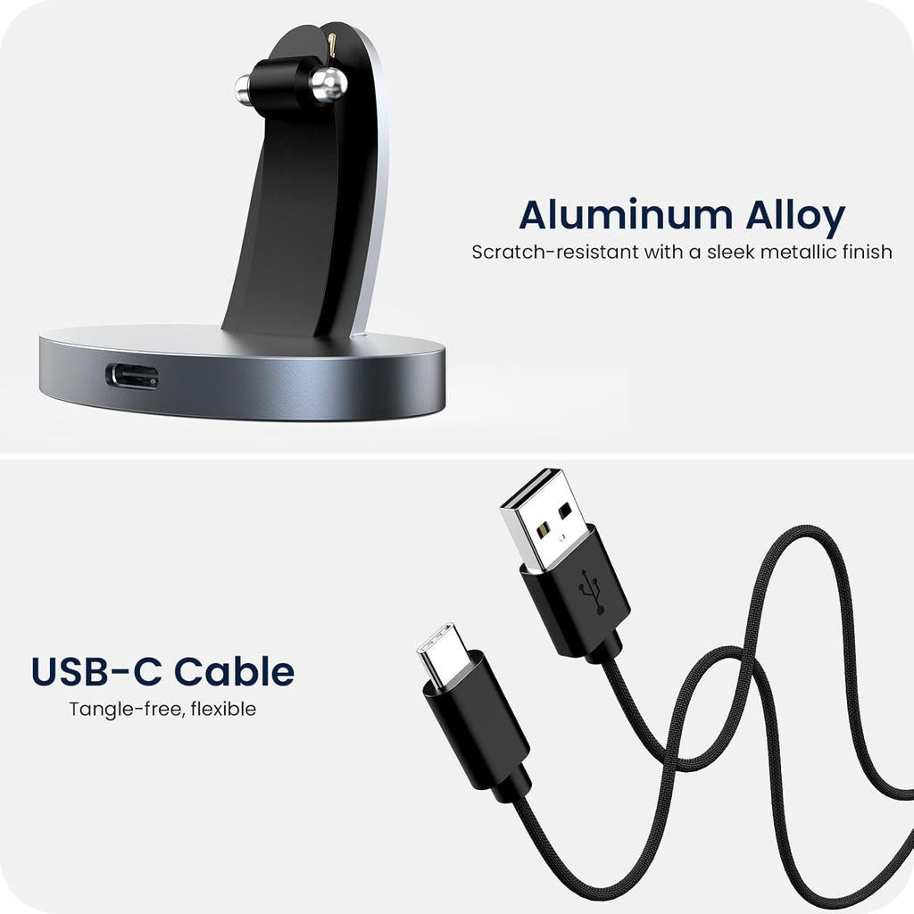 Charging Dock Compatible with R.ay-B.an Me ta Smart AI Glasses, Portable Charging Stand for Way-farer/Sky-ler/Head -Liner Accessories, Compact Charger, Space Gray