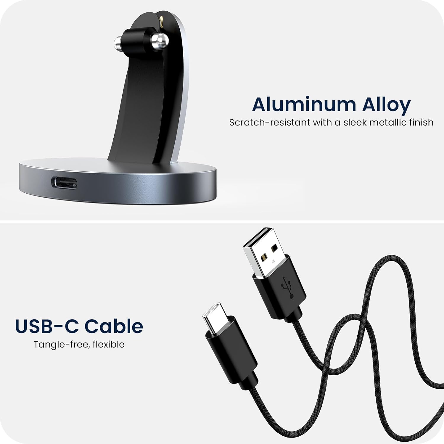 Charging Dock Compatible with R.ay-B.an Me ta Smart AI Glasses, Portable Charging Stand for Way-farer/Sky-ler/Head -Liner Accessories, Compact Charger, Space Gray