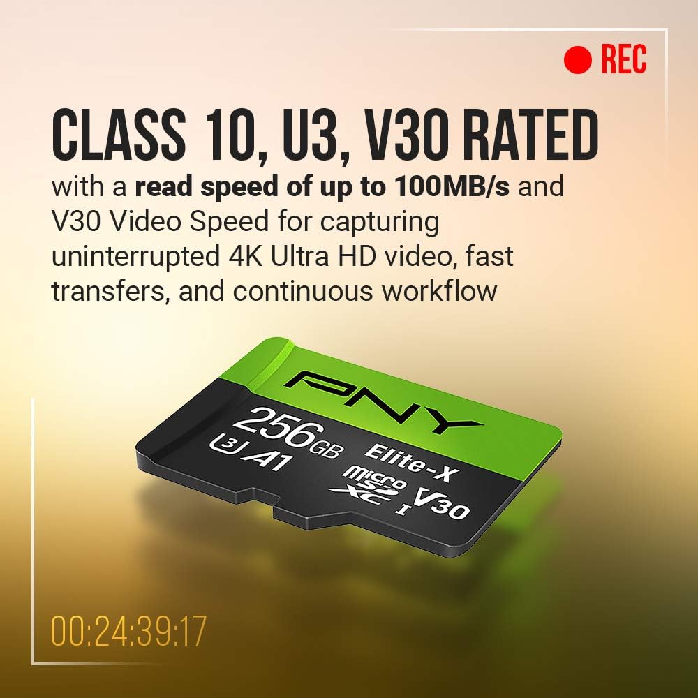 PNY 64GB Elite-X Class 10 U3 V30 microSDXC Flash Memory Card 2-Pack - 100MB/s, Class 10, U3, V30, A1, 4K UHD, Full HD, UHS-I, Micro SD