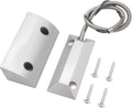 Magnetic Reed Switch Wired Surface Mount Normally Closed NC Contact Sensor Alarm Magnetic Door Switch with 2 Wires, Zinc Alloy Sliver, OC-59