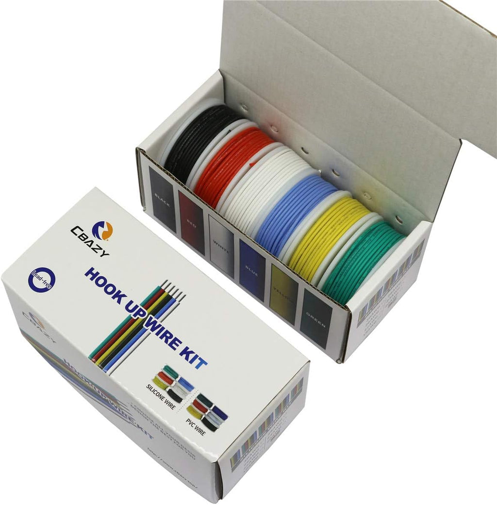 CBAZY™ Hook up Wire Kit (Stranded Wire Kit) 28 Gauge Flexible Silicone Rubber Electric Wire 6 Colors 32.8 feet Each 28 AWG