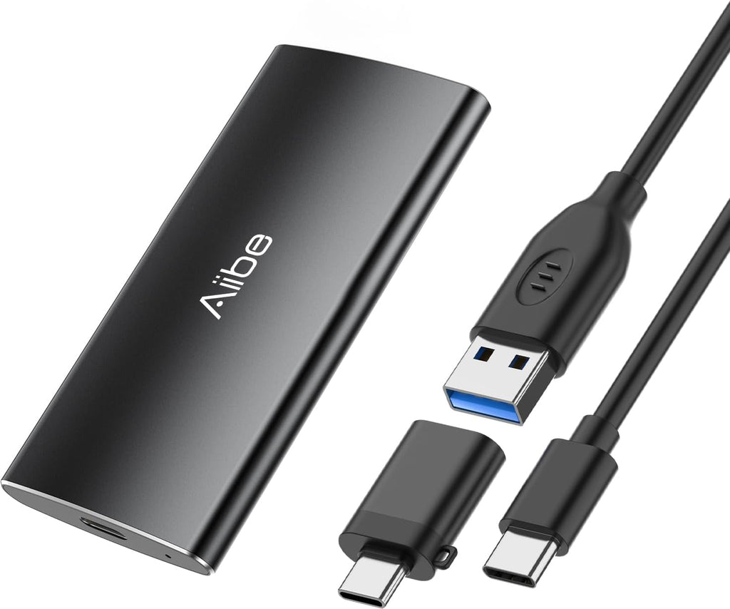Aiibe External SSD 250GB External Hard Drive USB C Portable SSD, Up to 500MB/s, USB 3.1, External Solid State Drive 250GB for Laptop, Mac, PS4 (Black)