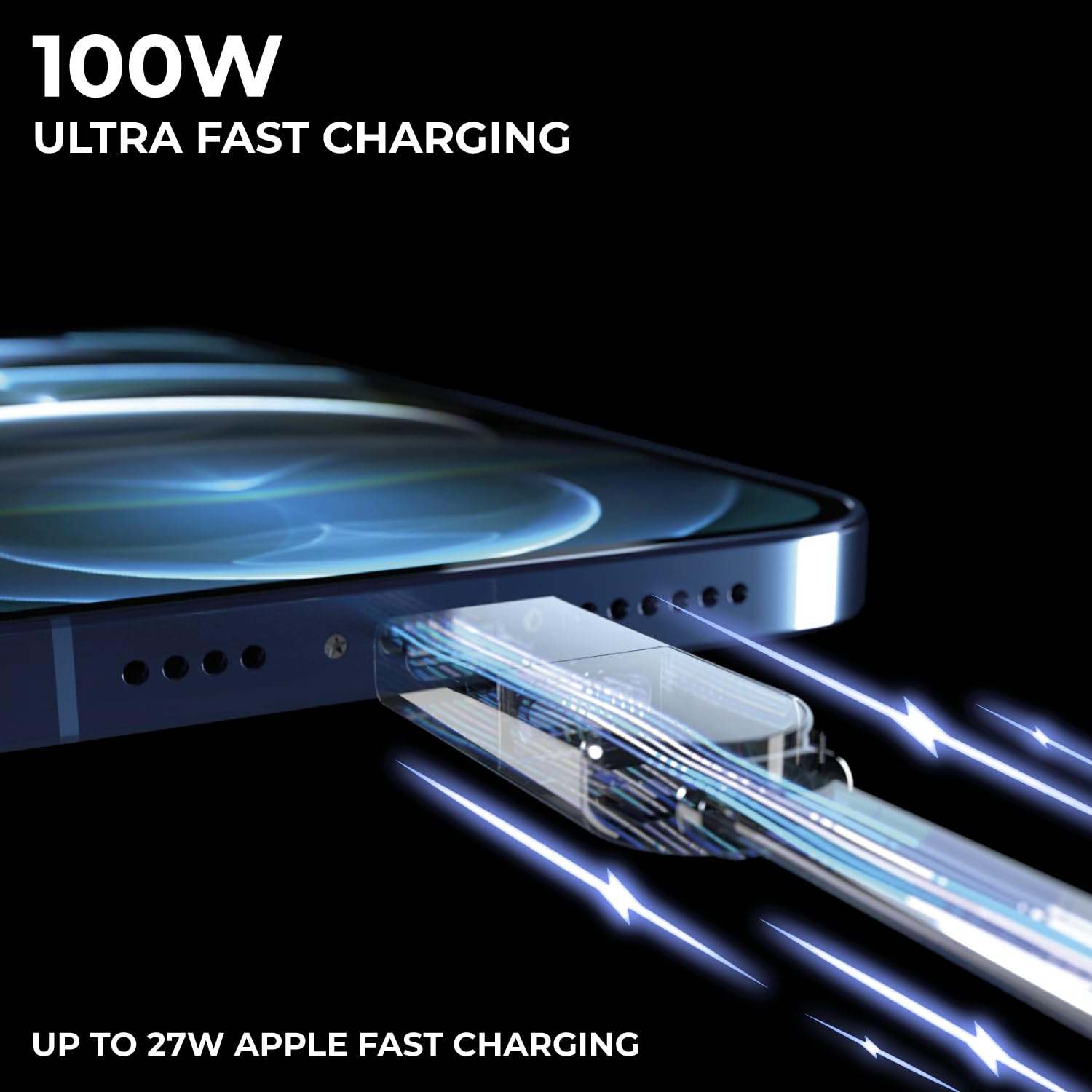Rolling Square InCharge XL 300cm - USB C Charger Cable, Lightning Cable for Smartphone, Universal Cable Charger 6 in 1, USB Plug, Yellow, 100W