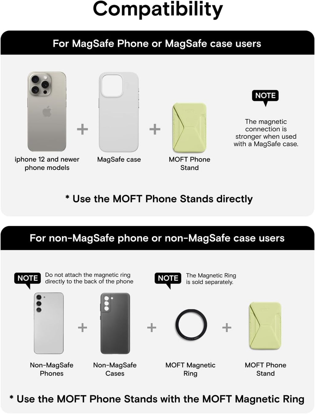 MOFT Magnetic Wallet Stand Compatible with iPhone 16/15/14/13/12 Series, Angle Adjustment & Magsafe Compatible MOVAS Phone Stand,Soft Avocado