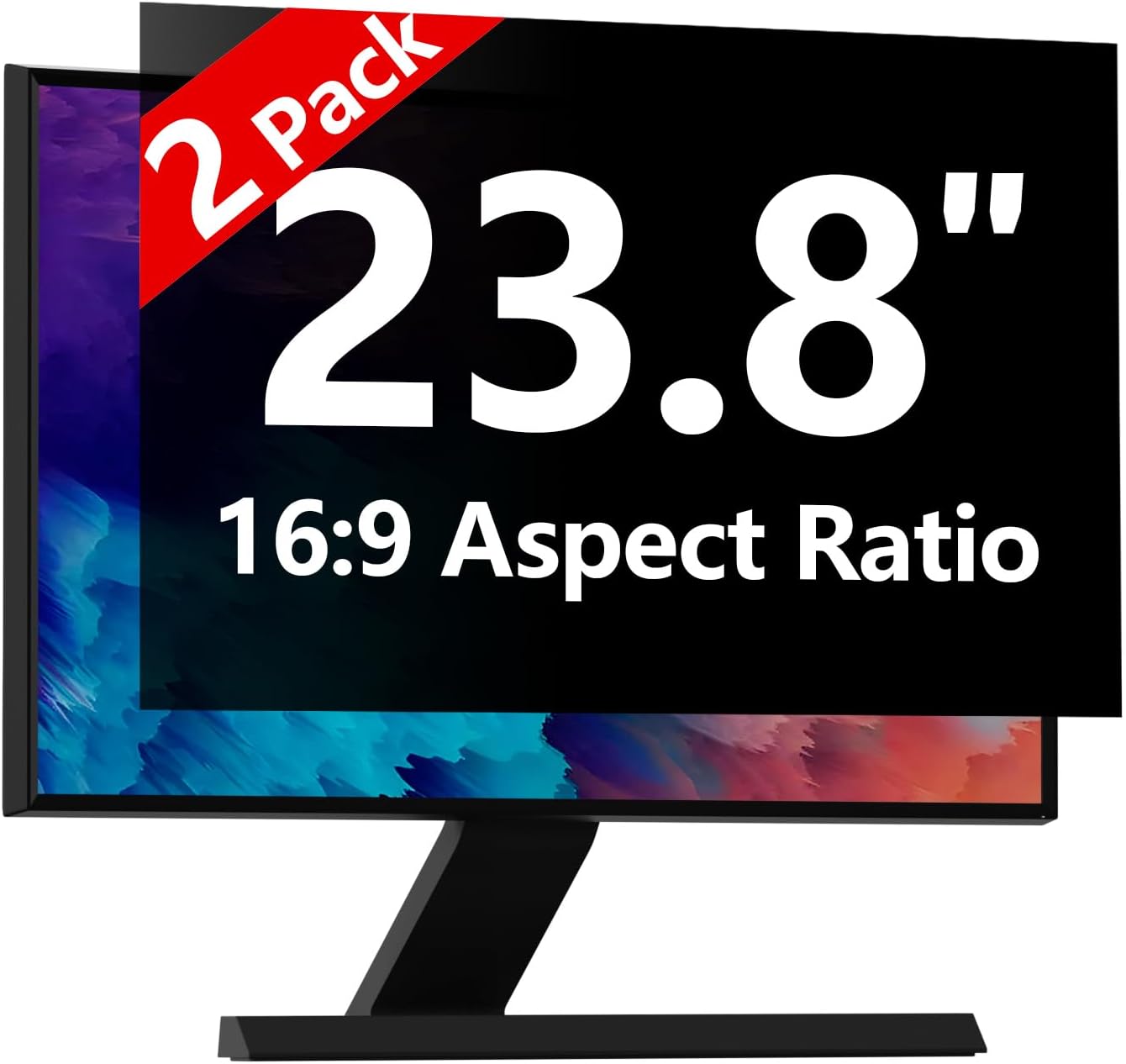 【2-Pack】 23.8 Inch Computer Privacy Screen for 16:9 Monitors with Anti-Spy Anti-Glare Filter, Blue Light Blocking & Eye Protection, Removable Anti-Scratch HD Clarity Screen Protector