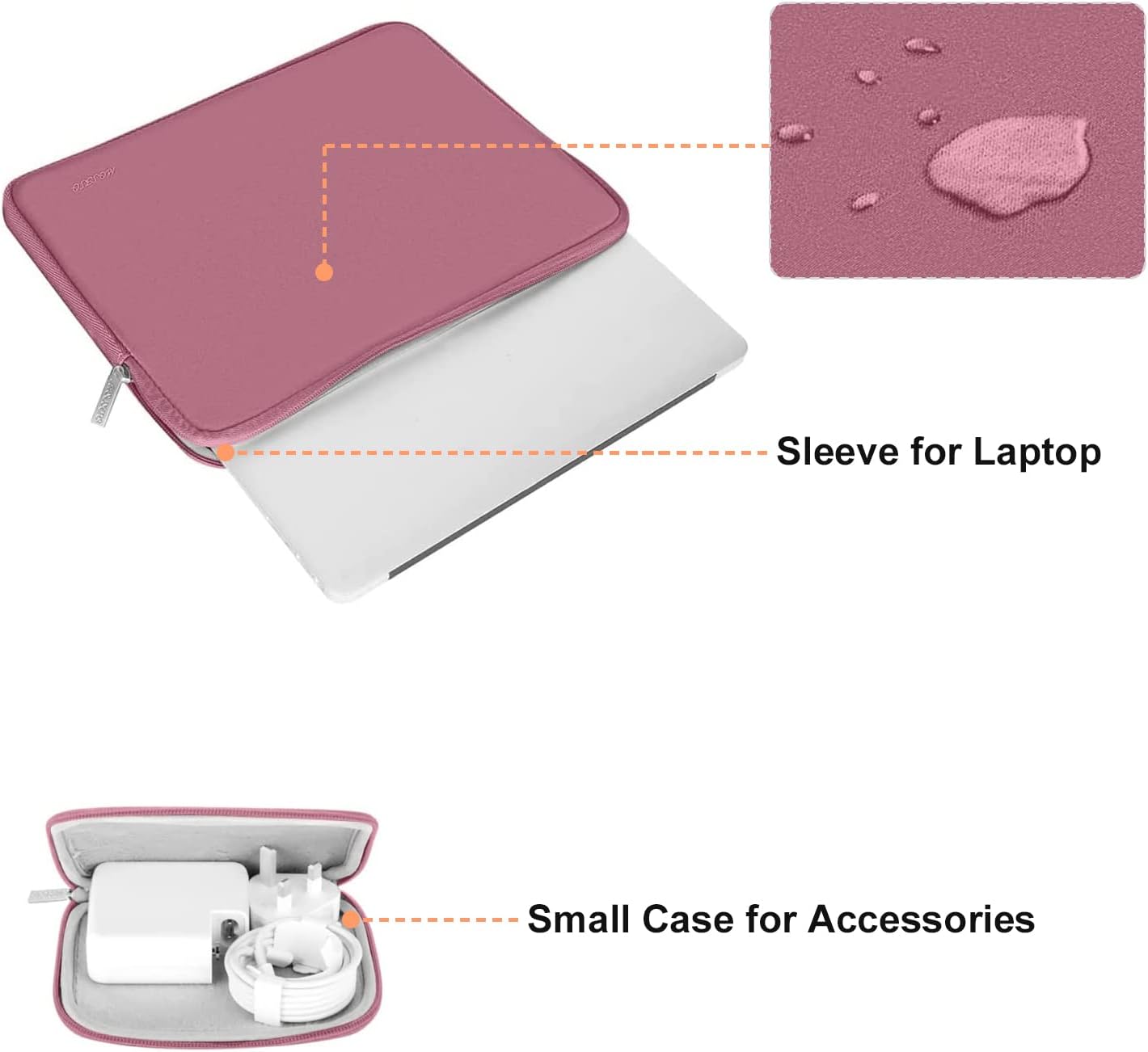MOSISO Laptop Case 13 inch, 13 inch Laptop Sleeve Bag Compatible with MacBook Air 13 M4 M3 M2 M1 2025-2018 / Pro 13 M2 M1 2025-2016, Neoprene Computer Sleeve Bag with Small Case, Dusty Rose