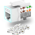 Keystone Jack Cat6 Slim 25 Pack, Cat6 Keystone Jacks 90 Degree, RJ45 Keystone Jack Punch Down White, Compatiable for High-Density Network WallPlate or Patch Panels