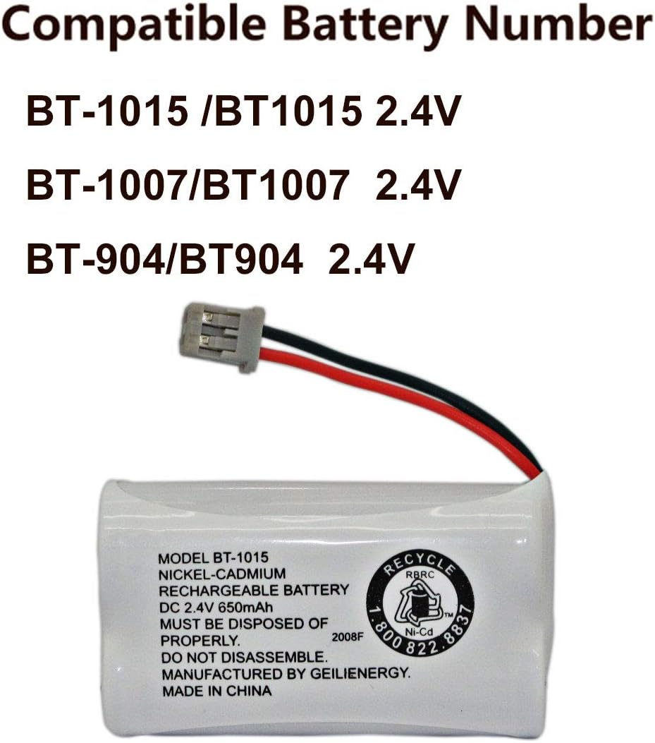 GEILIENERGY BT-1015 BT1015 Battery Compatible for Uniden BT1007 BT-1007 BT904 BT-904 BBTY0651101 BBTY0460001 BBTY0510001 BBTY0624001 BBTY0700001 HHR-P506, HHR-P506A Cordless Phone(3-Pack)