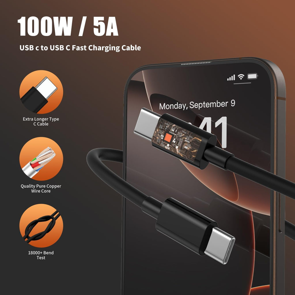 iPhone 16 Pro Max Charger Fast Charging, 45W Super Fast USB C Chargers for iPhone 16 15 6FT+6FT+10FT Type C Chargers Cord with Fast Charger Block for iPhone 16/15 Series/iPad/ GalaxyS24 Black