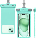 wellhouse Waterproof Phone Pouch, Waterproof Phone Case for iPhone 16 15 14 13 12 Pro Max XS Samsung, IPX8 3D Cellphone Dry Bag Beach Essentials (1 Pack - Crystal Green7.0, 7 inch)