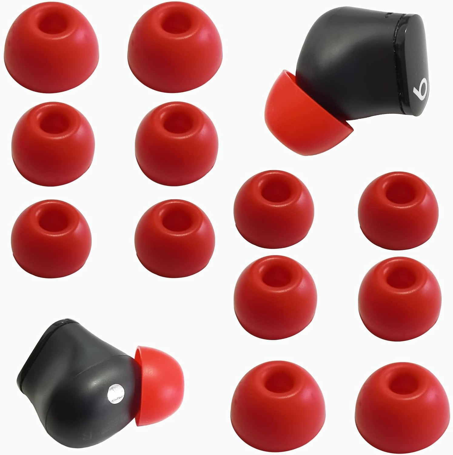 Silicone Ear Tips for Beats Studio Buds - Replacement Earbuds Cover 6 Pairs (LMS Red)