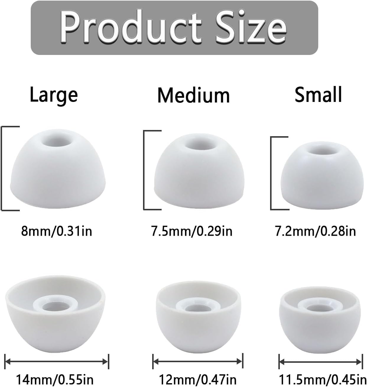 Replacement Silicone Ear Tips for Beats Fit Pro/Studio Buds/Studio Buds+ Headphone, 6 Pairs Earbuds Eartips L/M/S, Eargels Set Fit in Case, Earplug Ear Cap (Silver White)