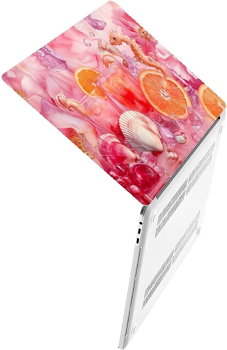 Compatible with MacBook Air 13.3 13.6 Inch Case 2022 2021 2020 2019 Plastic Hard Shell Case Cover,13.3 Pro(A1706/A1708/A1989/A2159/A2289/A2338), Pink Floral with Sea Shells