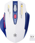 Wireless Mouse, [Upgraded] Visible Battery Display，Rechargeable Laptop Mouse Wireless 2.4G USB, 4 Adjustable DPI Levels,Optical Mouse Wireless for Laptop PC Computer,White and Blue