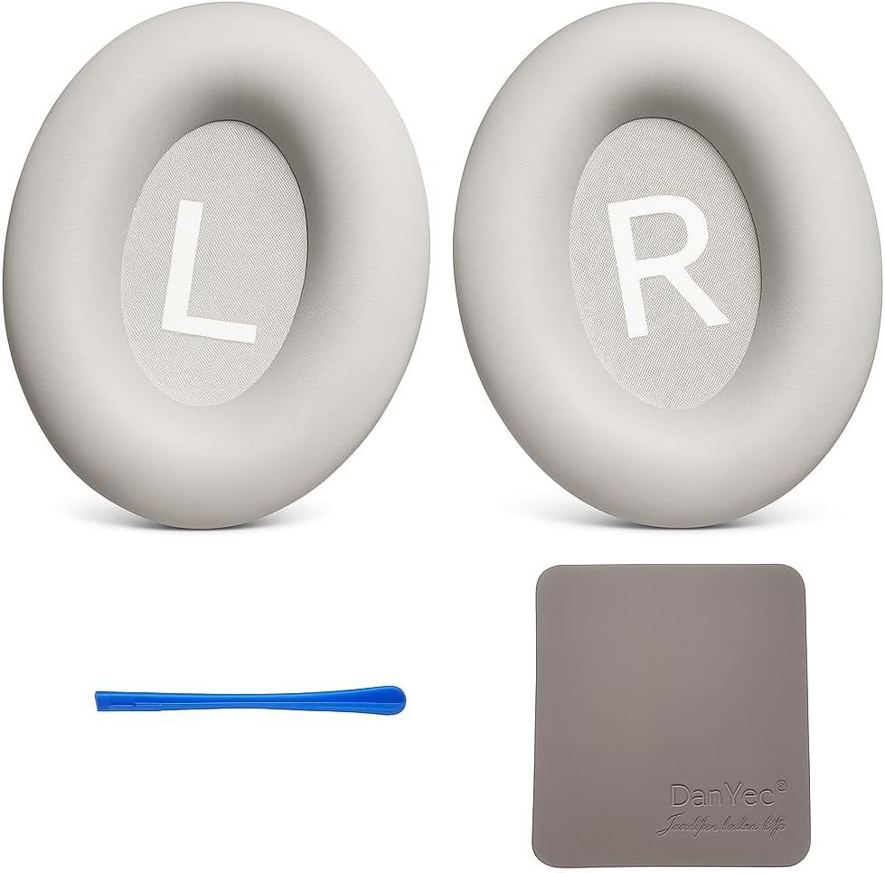 Premium Replacement Ear Pads for Bose Bose QC45– Soft Protein Leather & Memory Foam Cushions – Enhanced Noise Isolation – Easy Installation Kit,Video & Cleaning Cloth (White)