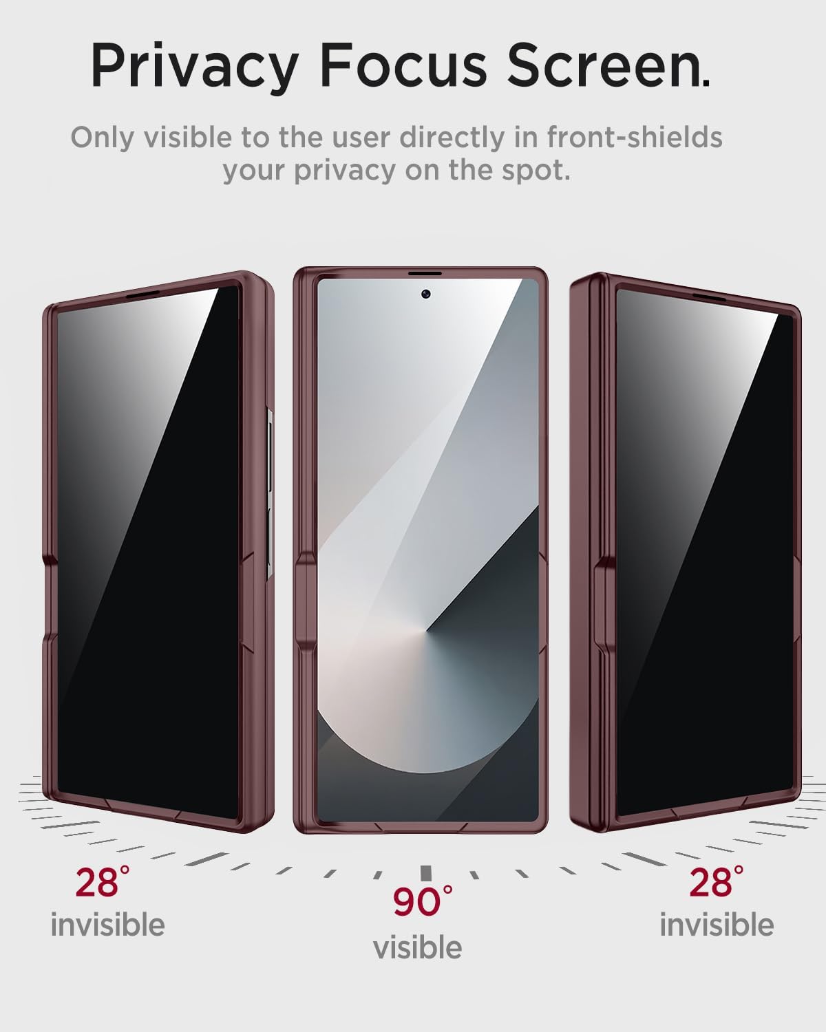 Miimall for Fold 7 Case with Privacy Screen Protector, Z Fold 7 Phone Case Stand, Heavy Duty, Full-Body Magnetic Hinge Protection Shockproof All-Inclusive Cases for Galaxy Z Fold 7 Wine Red