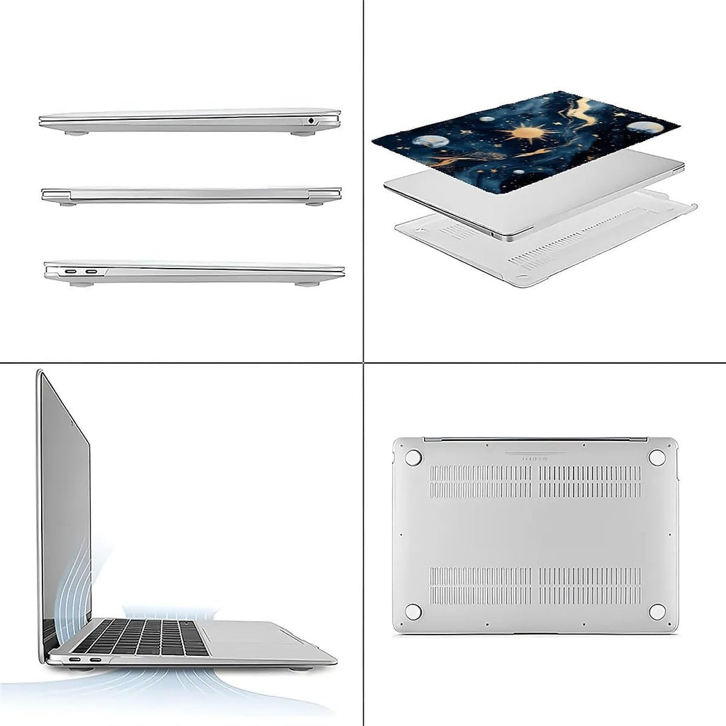Compatible with MacBook Air 13.3 13.6 Inch Case 2022 2021 2020 2019 Plastic Hard Shell Case Cover,13.3 Air (A1932/A2179/A2337), Moon and Sun