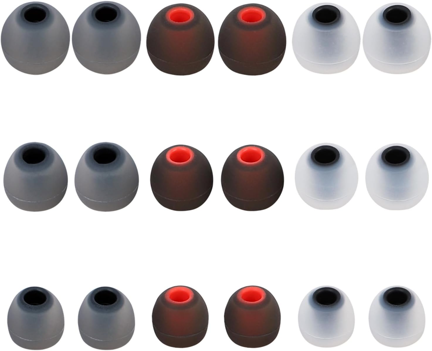 Silicone Earbud Tips - Fit for In-Ear Headphones (Inner Hole 3.8mm-5.1mm) - 9 Pairs S/M/L