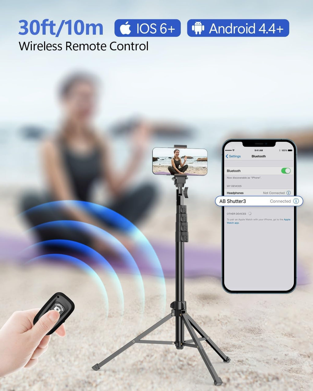 EMART 62’’ Cell Phone Tripod Stand, Adjustable Floor Cellphone Tri Pod Holder with Remote for iPhone and Android, Portable Compact Smartphone Selfie Stick for Video Recording Camera Ring Light Filming