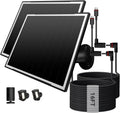 2-Pack Solar Panel Charger for Ring Camera, 8W High-Efficiency - Compatible with Ring Spotlight & Stick Up Cam Pro/Plus, 16ft Long Cable, 3.5mm to USB-C Adapter, IP65 Waterproof, Black